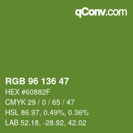 Color code: RGB 96 136 47 | qconv.com