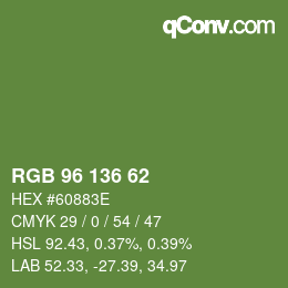 Color code: RGB 96 136 62 | qconv.com