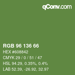 Color code: RGB 96 136 66 | qconv.com