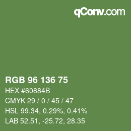 颜色代码: RGB 96 136 75 | qconv.com