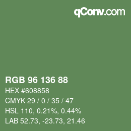 Color code: RGB 96 136 88 | qconv.com