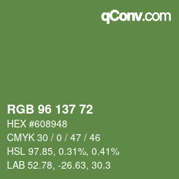颜色代码: RGB 96 137 72 | qconv.com