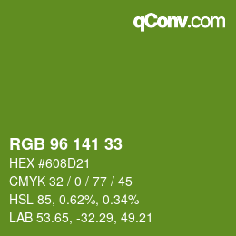 Color code: RGB 96 141 33 | qconv.com