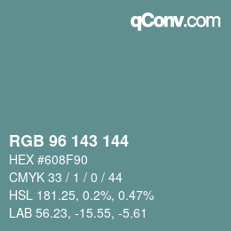 Color code: RGB 96 143 144 | qconv.com