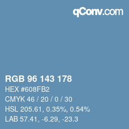 Color code: RGB 96 143 178 | qconv.com