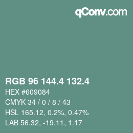 カラーコード: RGB 96 144.4 132.4 | qconv.com