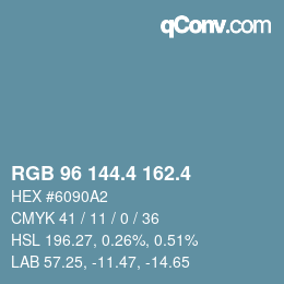 カラーコード: RGB 96 144.4 162.4 | qconv.com