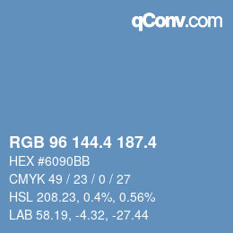 カラーコード: RGB 96 144.4 187.4 | qconv.com