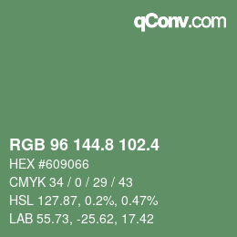 カラーコード: RGB 96 144.8 102.4 | qconv.com
