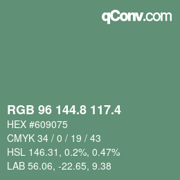 カラーコード: RGB 96 144.8 117.4 | qconv.com