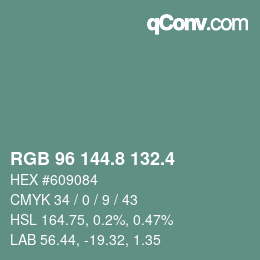 カラーコード: RGB 96 144.8 132.4 | qconv.com