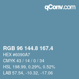 カラーコード: RGB 96 144.8 167.4 | qconv.com