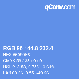 カラーコード: RGB 96 144.8 232.4 | qconv.com