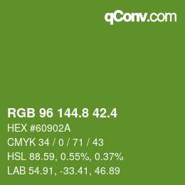 カラーコード: RGB 96 144.8 42.4 | qconv.com
