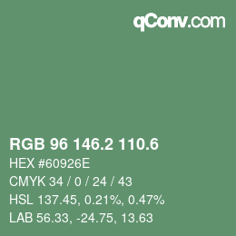 カラーコード: RGB 96 146.2 110.6 | qconv.com