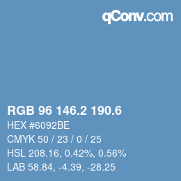カラーコード: RGB 96 146.2 190.6 | qconv.com