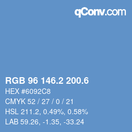 カラーコード: RGB 96 146.2 200.6 | qconv.com