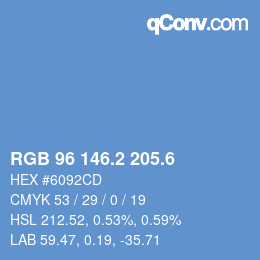 カラーコード: RGB 96 146.2 205.6 | qconv.com