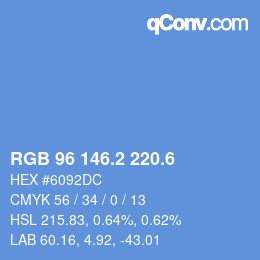カラーコード: RGB 96 146.2 220.6 | qconv.com