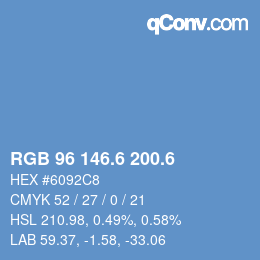 カラーコード: RGB 96 146.6 200.6 | qconv.com