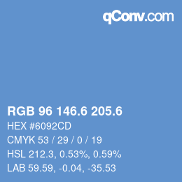 カラーコード: RGB 96 146.6 205.6 | qconv.com