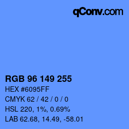 Color code: RGB 96 149 255 | qconv.com