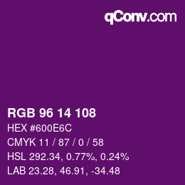 カラーコード: RGB 96 14 108 | qconv.com