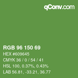 Color code: RGB 96 150 69 | qconv.com