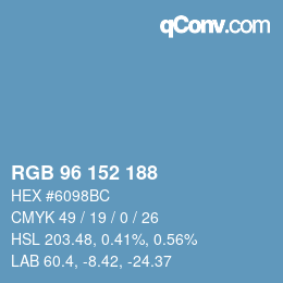 カラーコード: RGB 96 152 188 | qconv.com