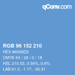 颜色代码: RGB 96 152 210 | qconv.com