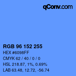 Color code: RGB 96 152 255 | qconv.com