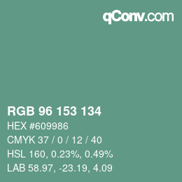 Color code: RGB 96 153 134 | qconv.com