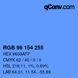 カラーコード: RGB 96 154 255 | qconv.com