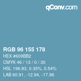 Color code: RGB 96 155 178 | qconv.com