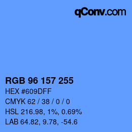 颜色代码: RGB 96 157 255 | qconv.com
