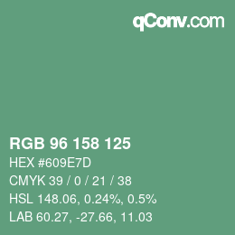 カラーコード: RGB 96 158 125 | qconv.com