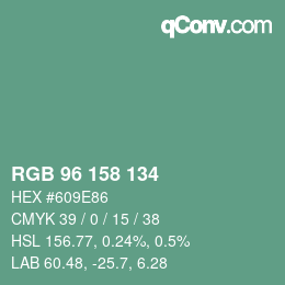 Color code: RGB 96 158 134 | qconv.com