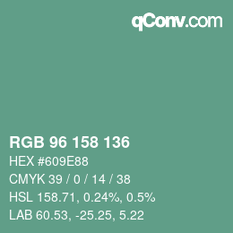 Color code: RGB 96 158 136 | qconv.com