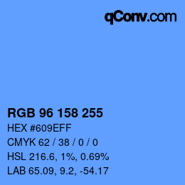 Color code: RGB 96 158 255 | qconv.com