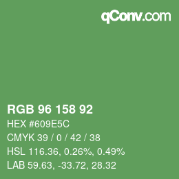 カラーコード: RGB 96 158 92 | qconv.com