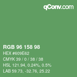 カラーコード: RGB 96 158 98 | qconv.com