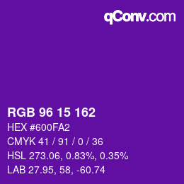 Color code: RGB 96 15 162 | qconv.com
