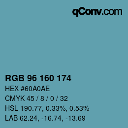 Color code: RGB 96 160 174 | qconv.com