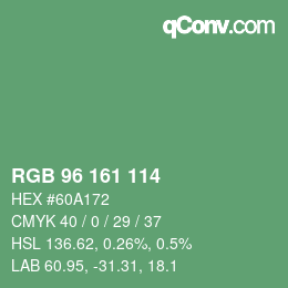 カラーコード: RGB 96 161 114 | qconv.com