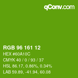 Código de color: RGB 96 161 12 | qconv.com