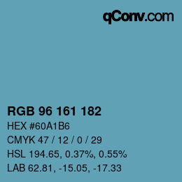 Color code: RGB 96 161 182 | qconv.com