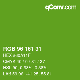 Color code: RGB 96 161 31 | qconv.com