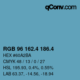 カラーコード: RGB 96 162.4 186.4 | qconv.com