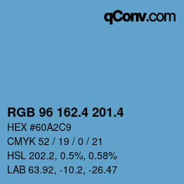 カラーコード: RGB 96 162.4 201.4 | qconv.com