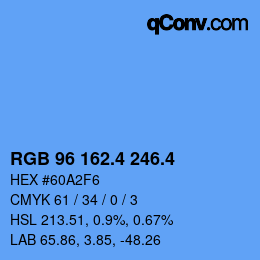 カラーコード: RGB 96 162.4 246.4 | qconv.com
